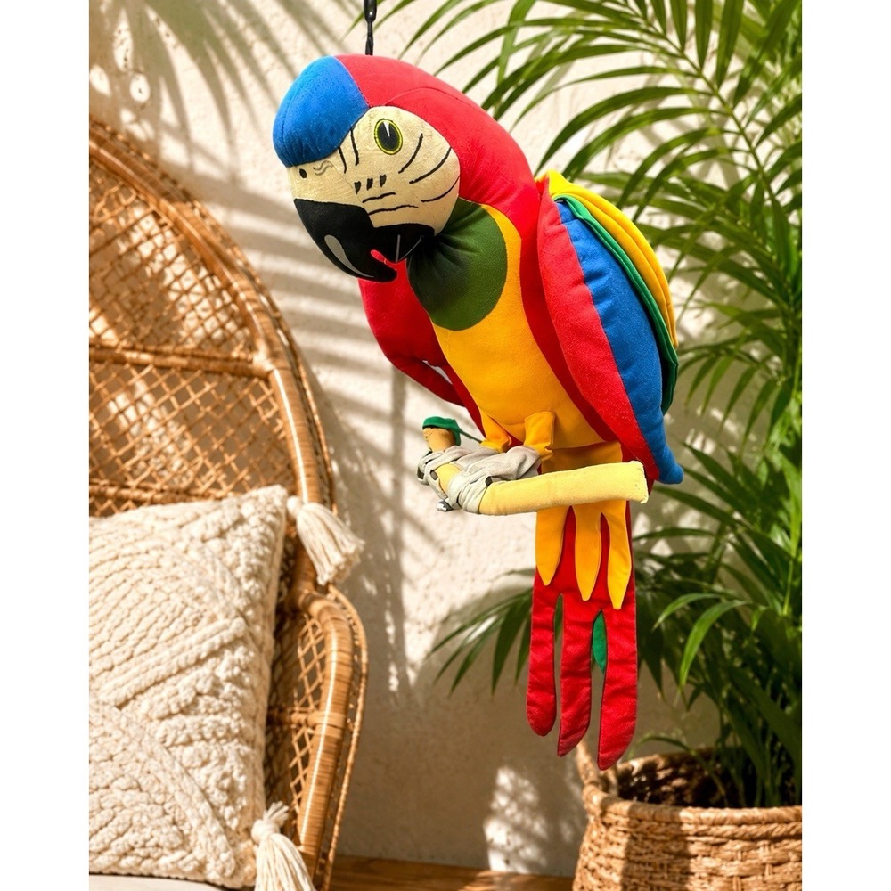 Vintage Creacicnes Tropicale Hanging Parrot Plush El Salvador 29"‎ Macaw